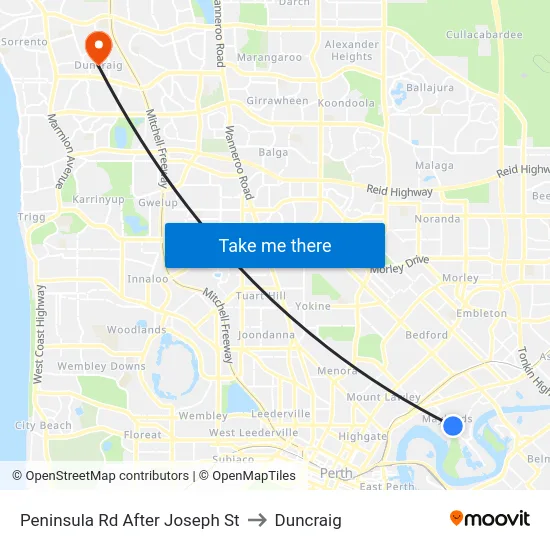 Peninsula Rd After Joseph St to Duncraig map