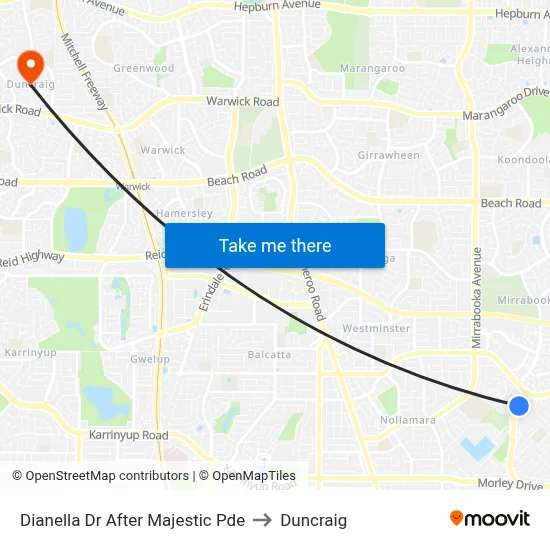 Dianella Dr After Majestic Pde to Duncraig map