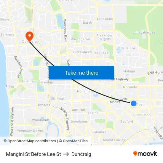 Mangini St Before Lee St to Duncraig map