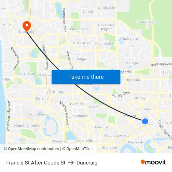 Francis St After Coode St to Duncraig map