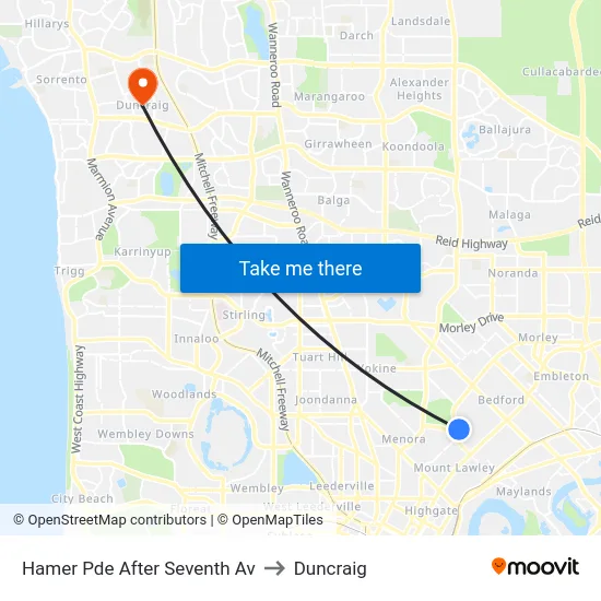 Hamer Pde After Seventh Av to Duncraig map