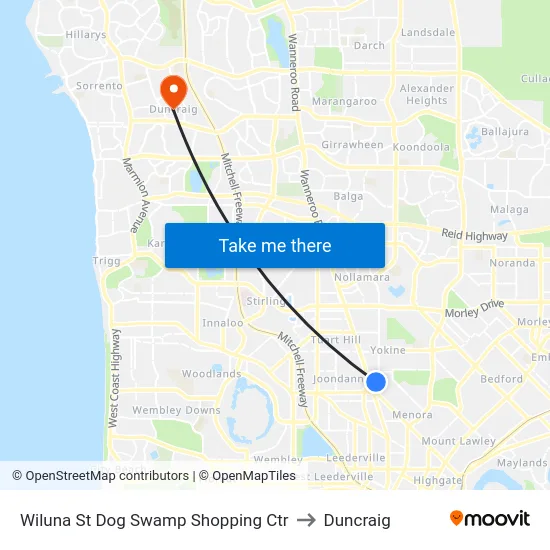 Wiluna St Dog Swamp Shopping Ctr to Duncraig map