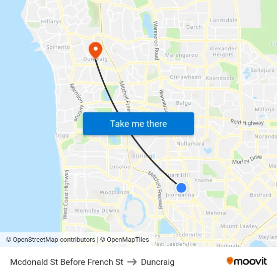 Mcdonald St Before French St to Duncraig map