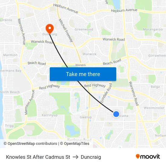 Knowles St After Cadmus St to Duncraig map