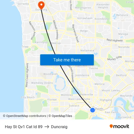 Hay St Qv1 Cat Id 89 to Duncraig map