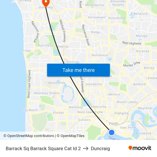 Barrack Sq Barrack Square Cat Id 2 to Duncraig map