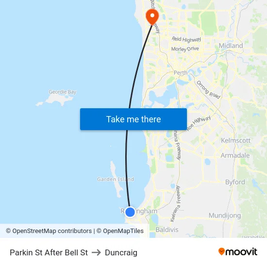 Parkin St After Bell St to Duncraig map
