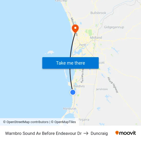 Warnbro Sound Av Before Endeavour Dr to Duncraig map