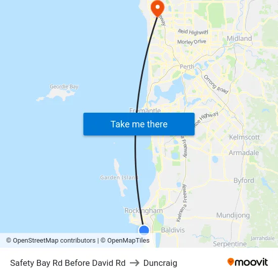 Safety Bay Rd Before David Rd to Duncraig map