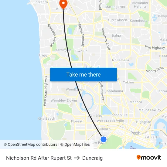 Nicholson Rd After Rupert St to Duncraig map