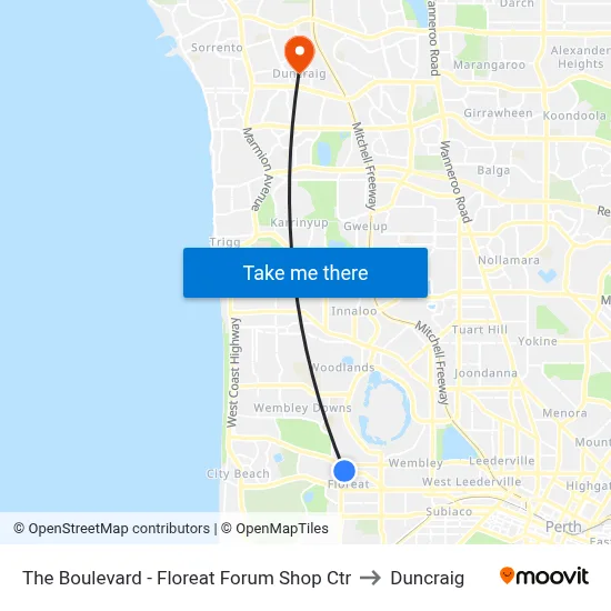 The Boulevard  - Floreat Forum Shop Ctr to Duncraig map