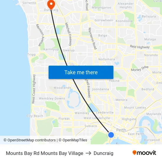 Mounts Bay Rd Mounts Bay Village to Duncraig map