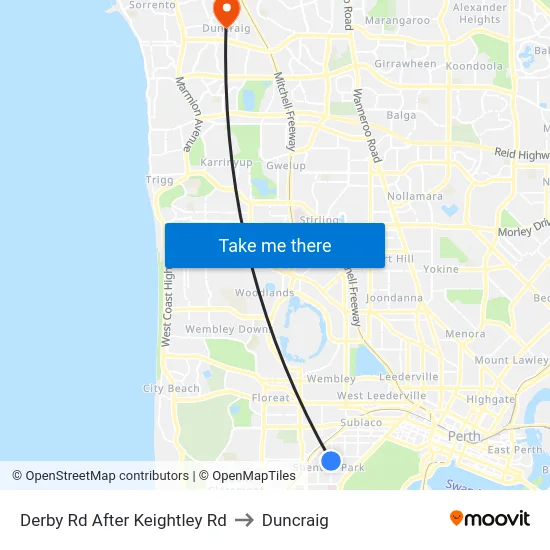 Derby Rd After Keightley Rd to Duncraig map