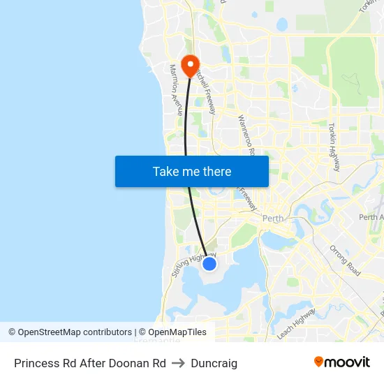 Princess Rd After Doonan Rd to Duncraig map