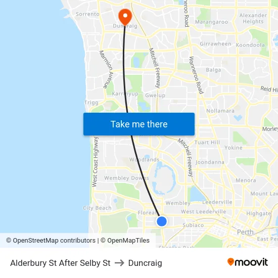 Alderbury St After Selby St to Duncraig map