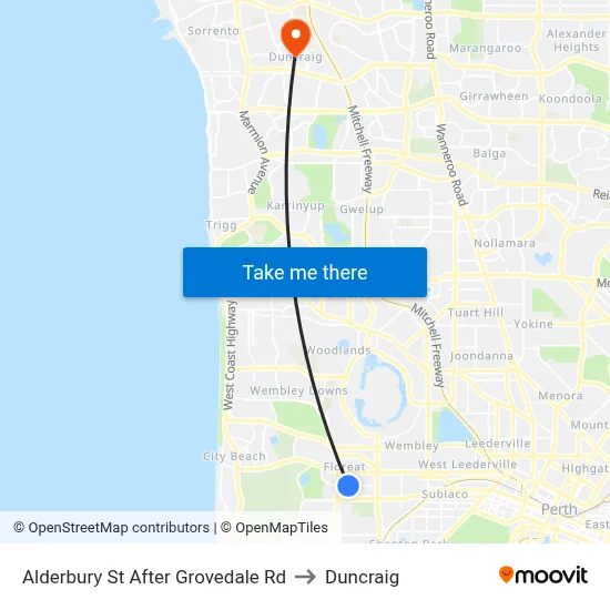 Alderbury St After Grovedale Rd to Duncraig map