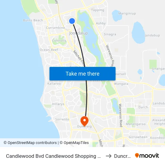 Candlewood Bvd Candlewood Shopping Centre to Duncraig map