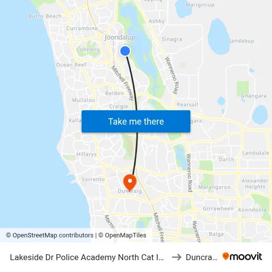 Lakeside Dr Police Academy North Cat Id 7 to Duncraig map