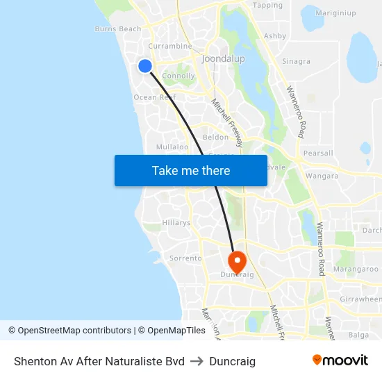 Shenton Av After Naturaliste Bvd to Duncraig map