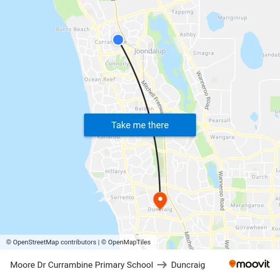 Moore Dr Currambine Primary School to Duncraig map