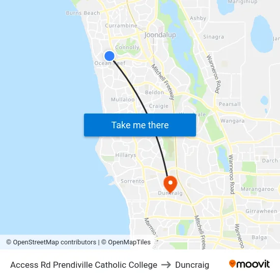 Access Rd Prendiville Catholic College to Duncraig map