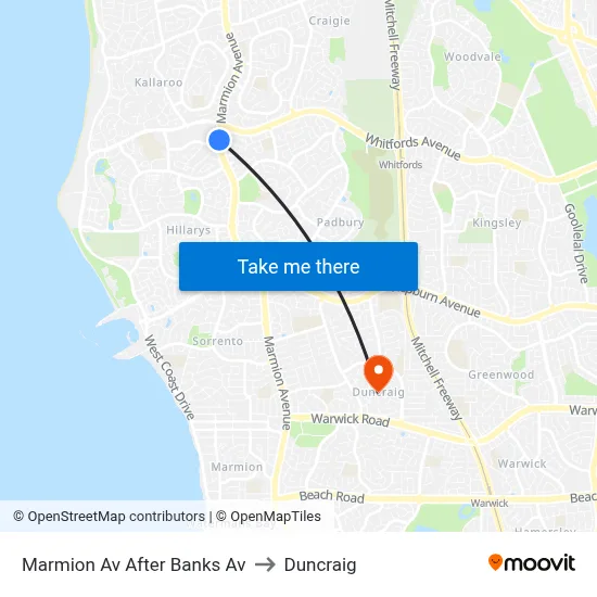 Marmion Av After Banks Av to Duncraig map