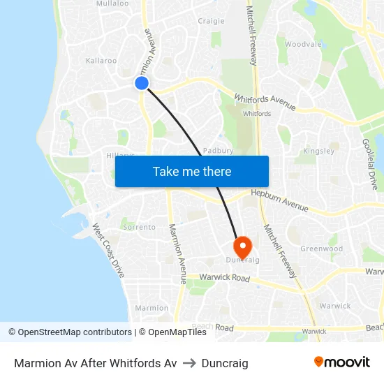 Marmion Av After Whitfords Av to Duncraig map