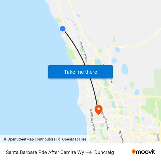 Santa Barbara Pde After Camira Wy to Duncraig map