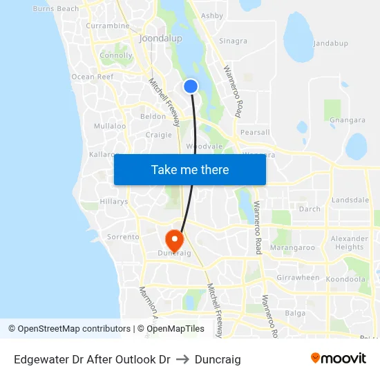 Edgewater Dr After Outlook Dr to Duncraig map