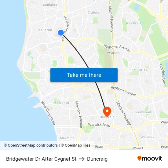 Bridgewater Dr After Cygnet St to Duncraig map