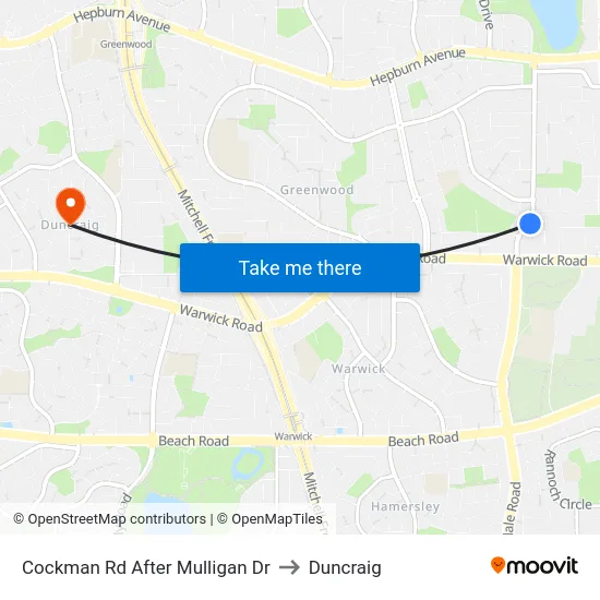 Cockman Rd After Mulligan Dr to Duncraig map