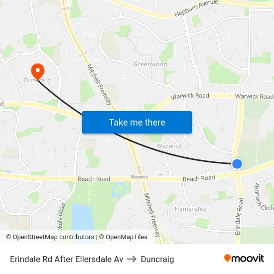 Erindale Rd After Ellersdale Av to Duncraig map