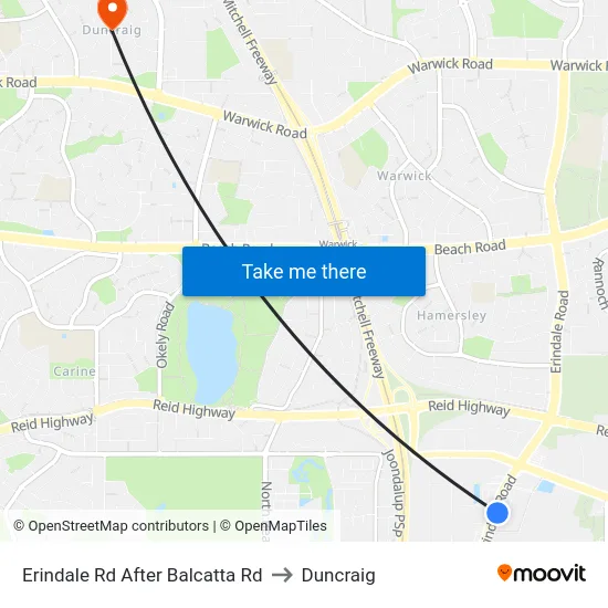 Erindale Rd After Balcatta Rd to Duncraig map