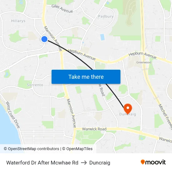 Waterford Dr After Mcwhae Rd to Duncraig map