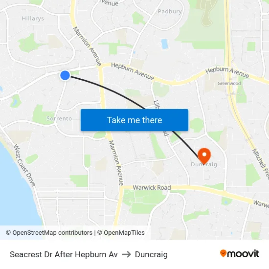 Seacrest Dr After Hepburn Av to Duncraig map