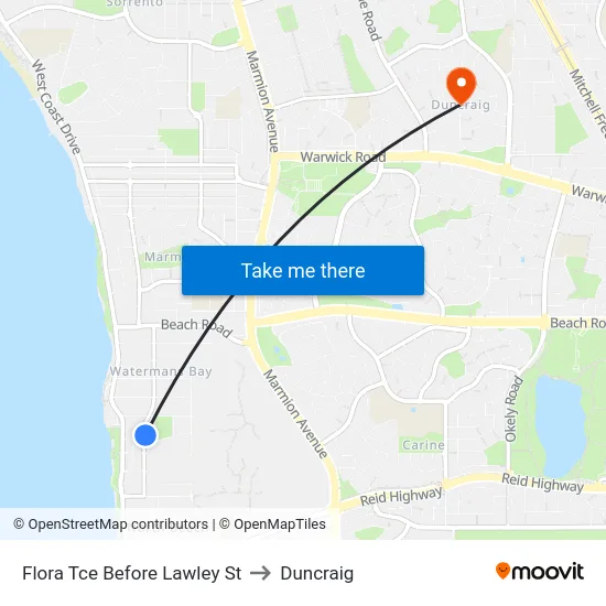Flora Tce Before Lawley St to Duncraig map