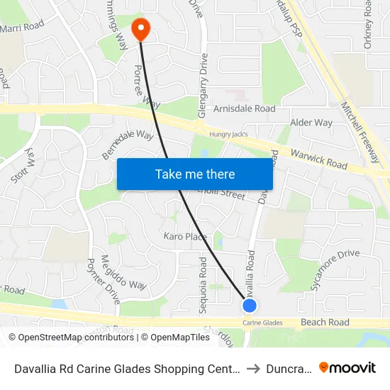 Davallia Rd Carine Glades Shopping Centre to Duncraig map