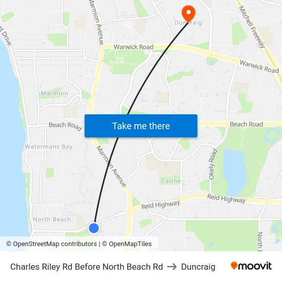 Charles Riley Rd Before North Beach Rd to Duncraig map