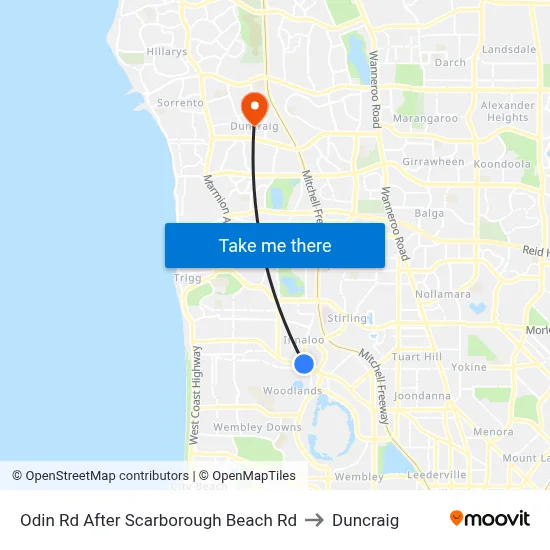 Odin Rd After Scarborough Beach Rd to Duncraig map