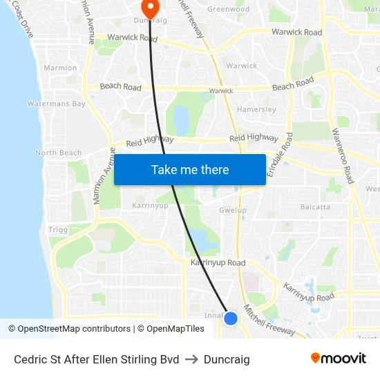 Cedric St After Ellen Stirling Bvd to Duncraig map