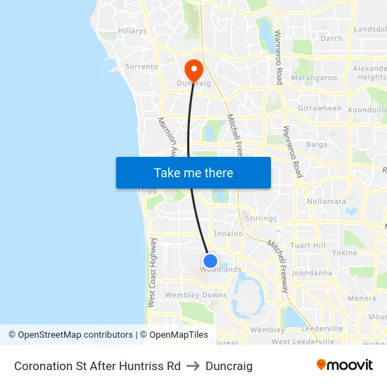 Coronation St After Huntriss Rd to Duncraig map