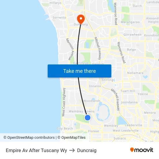 Empire Av After Tuscany Wy to Duncraig map