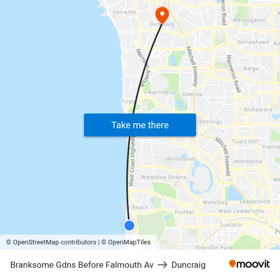 Branksome Gdns Before Falmouth Av to Duncraig map