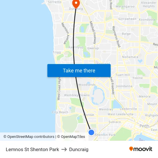 Lemnos St Shenton Park to Duncraig map