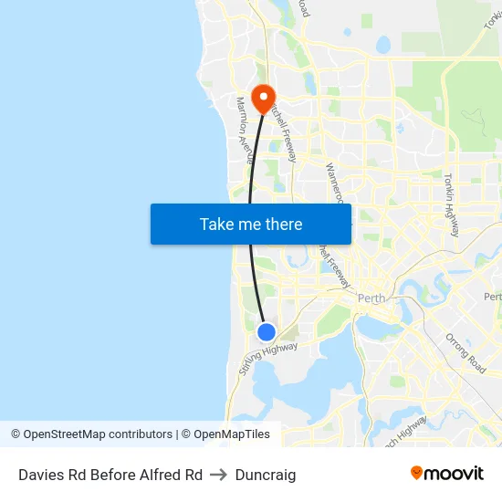 Davies Rd Before Alfred Rd to Duncraig map
