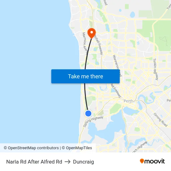 Narla Rd After Alfred Rd to Duncraig map