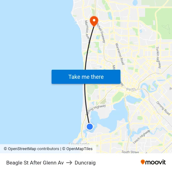 Beagle St After Glenn Av to Duncraig map