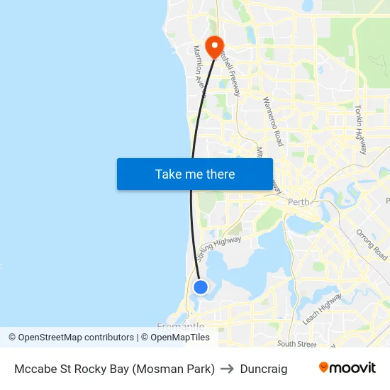 Mccabe St Rocky Bay (Mosman Park) to Duncraig map