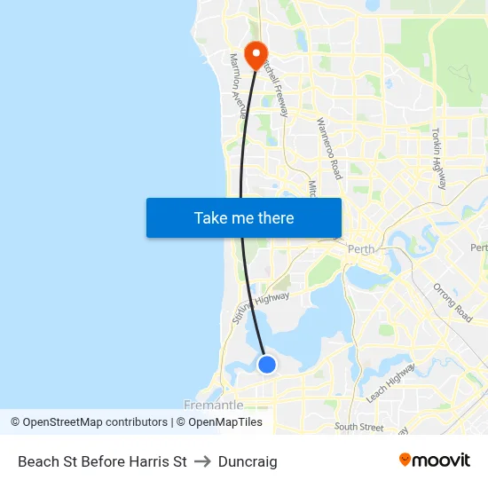 Beach St Before Harris St to Duncraig map