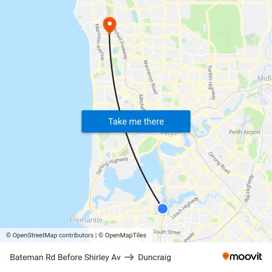 Bateman Rd Before Shirley Av to Duncraig map
